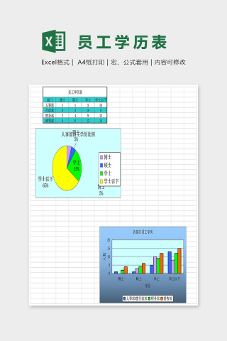 简单精美大气员工学历表Excel下载