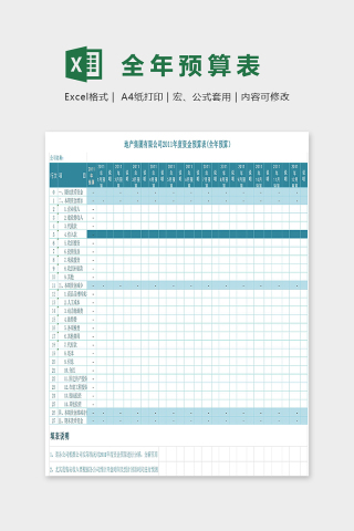 集团公司年度资金预算表excel模板下载