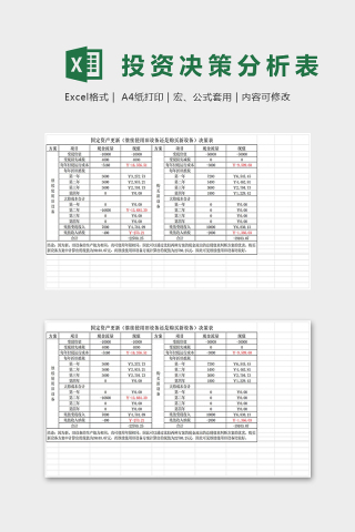 固定资产更新投资决策分析表格excel模板下载