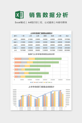 上半年各部门销售业绩统计表下载