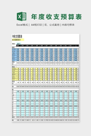 年度收支预算表Excel下载