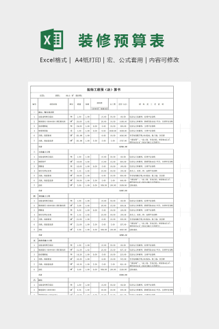 89平米基装工程预算书模版下载