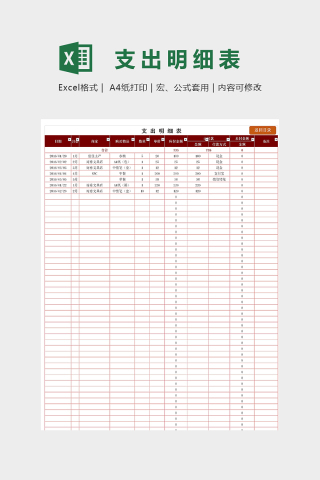 简洁高端资金支出明细表下载