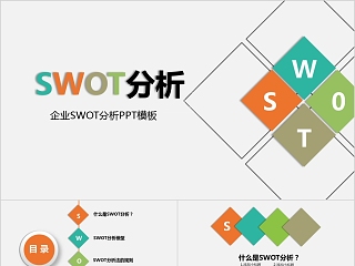 彩色SWOT分析报告PPT模板