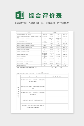 示范幼儿园办园水平综合评价表excel模板下载