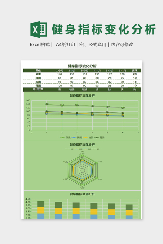 健身指标变化记录分析表excel模版下载