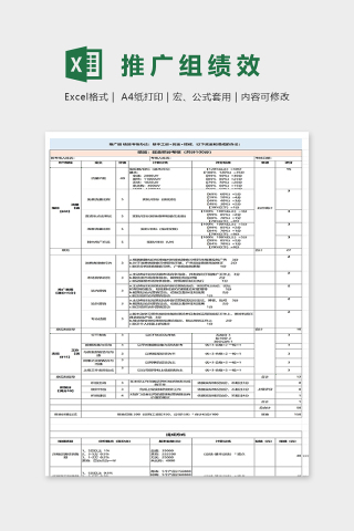 推广组绩效奖金提成表excel模板下载