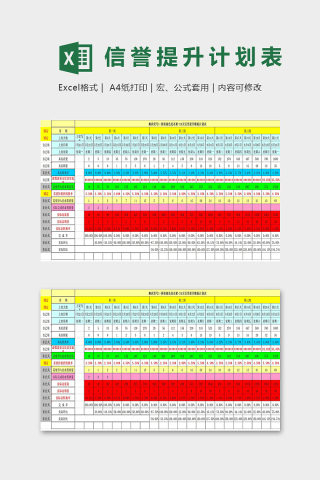 店铺螺旋计划表信誉提升记录表excel模板