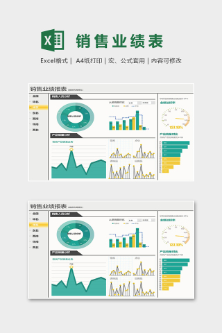 专业高端自动化销售业绩报表excel模板下载