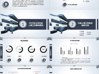 简约行政人事工作总结PPT模板