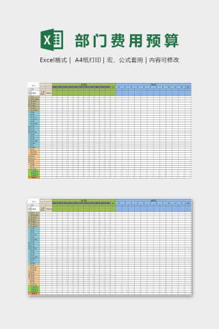 高端公司部门费用预算表excel模板下载