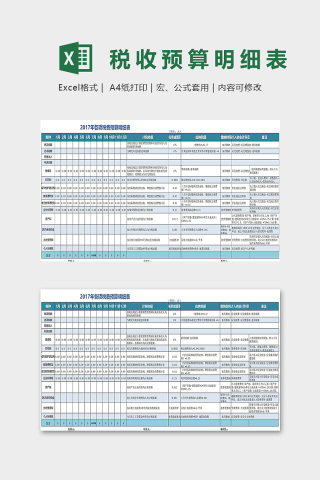 年度各项税费预算明细表excel模板下载