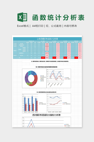 公务员考试各部分函数统计分析表excel模板下载