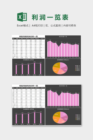 销售小组月度利润分析组图excel模板下载