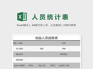 精美简单人员统计表Excel