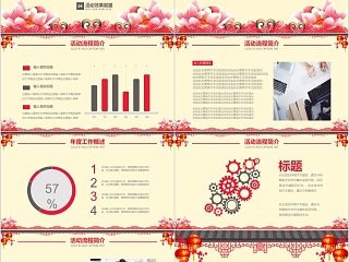 中国红喜庆ppt模板商务汇报告述职20xx工作总结新年计划动态