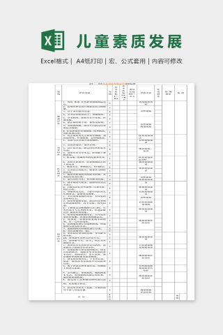 四到五岁儿童素质发展水平评价标准excel模板下载