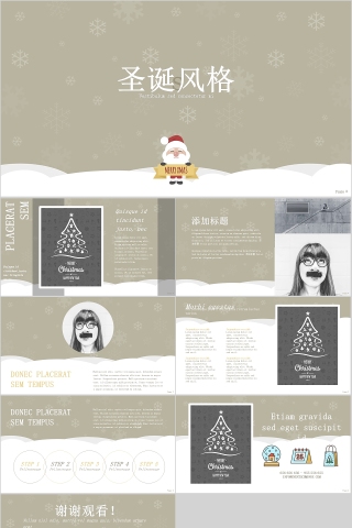 素雅设计风格圣诞节日PPT模板下载