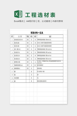 工程选材表下载