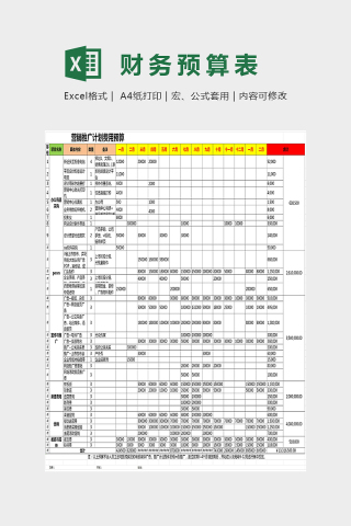 简单大方营销部费用预算Excel下载