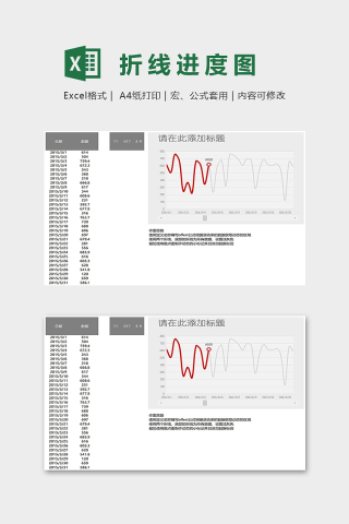 数据可视化图表动态折线进度图excel模板下载