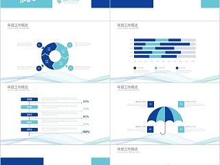 蓝色线条风格年终总结PPT