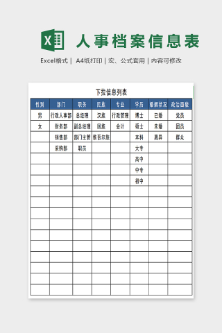 人事档案员工信息台账及人员结构分析表excel下载