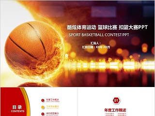 金色篮球ppt体育运动训练营招生社团竞技比赛事NBA课件静动态PPT模板