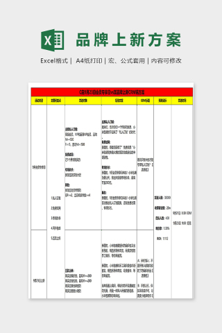 会员专享某品牌上新CRM段方案excel模板下载