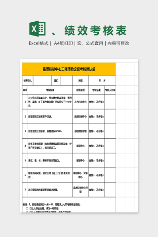 工程质检绩效考核表下载