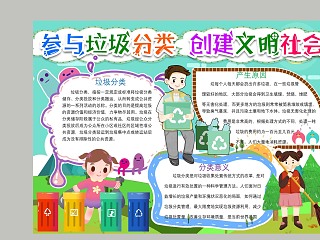 垃圾分类创建文明社会手抄报