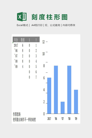 简约精美另类刻度线柱形图Excel下载