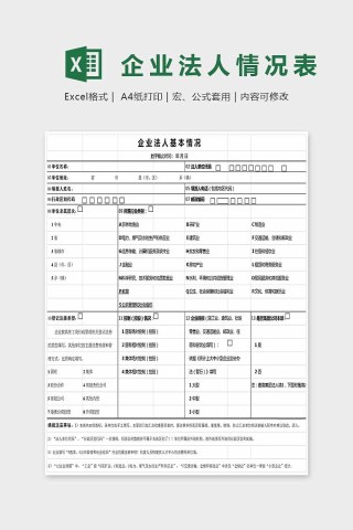 简答大方企业法人情况表Excel下载