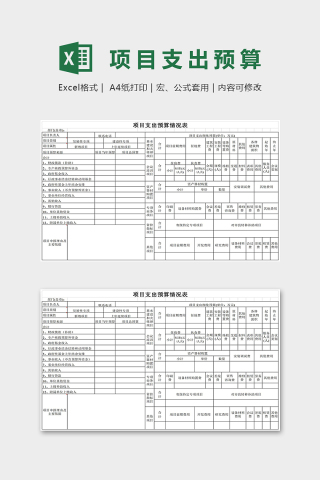 专业详细项目支出预算情况表excel模板下载