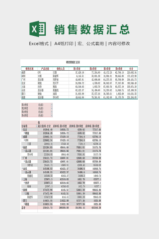 简单精美销售数据透视表Excel下载