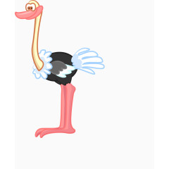 粉色嘴巴和长腿的鸵鸟