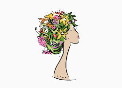 卡通手绘卡通美女头上的花朵