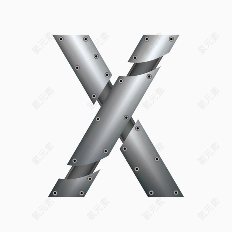 金属质感字母字体X