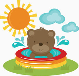 太阳底下泡澡的小熊