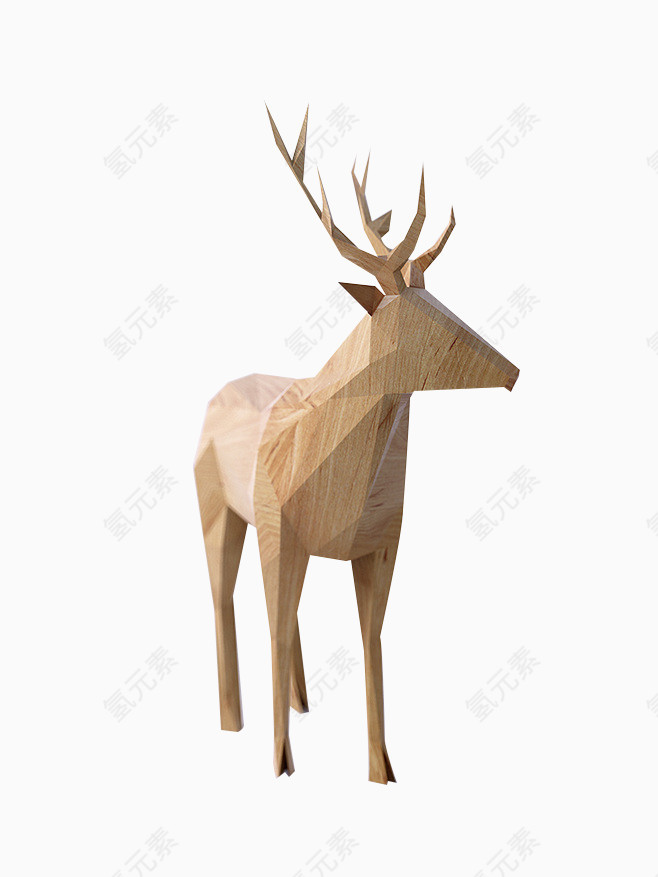 木雕小鹿装饰