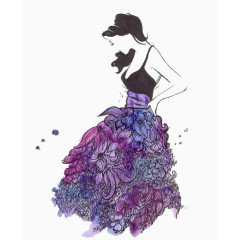 紫色花朵连衣裙