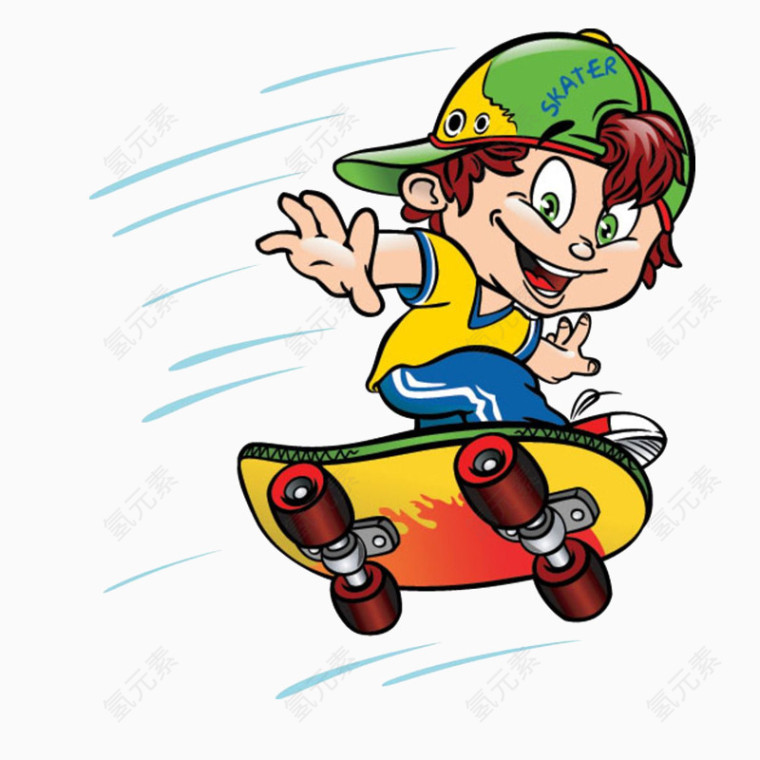 玩滑板飞起的男生PNG素材