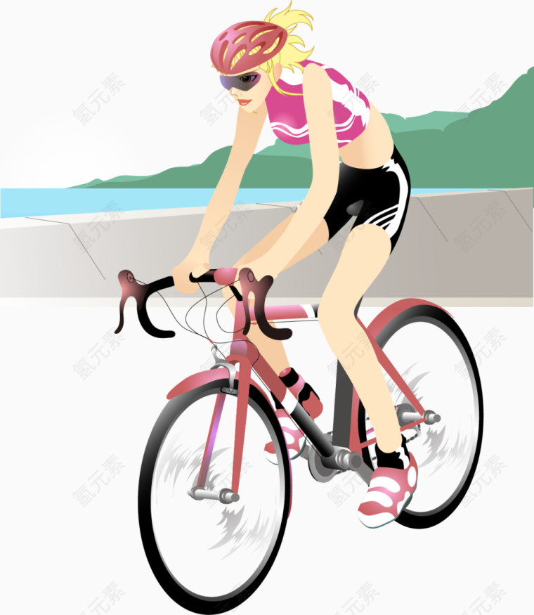 自行车美女运动员矢量素材
