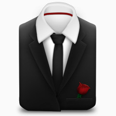 经理西装黑色领带玫瑰图标