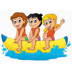 划船的三个小孩