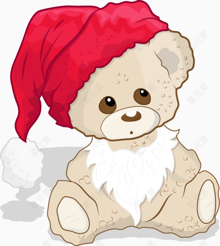 卡通手绘圣诞帽布娃娃小熊可爱