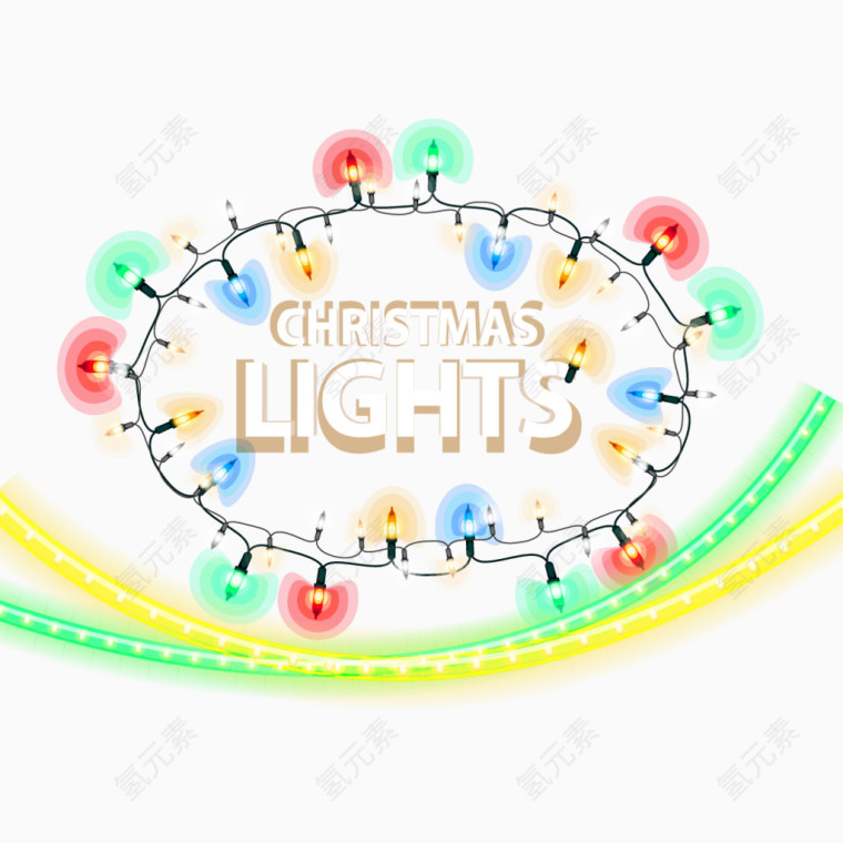 圣诞彩色灯串矢量图