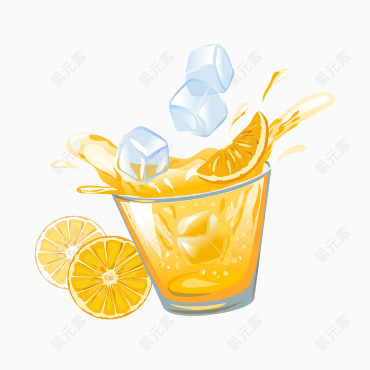 手绘冰镇橙汁
