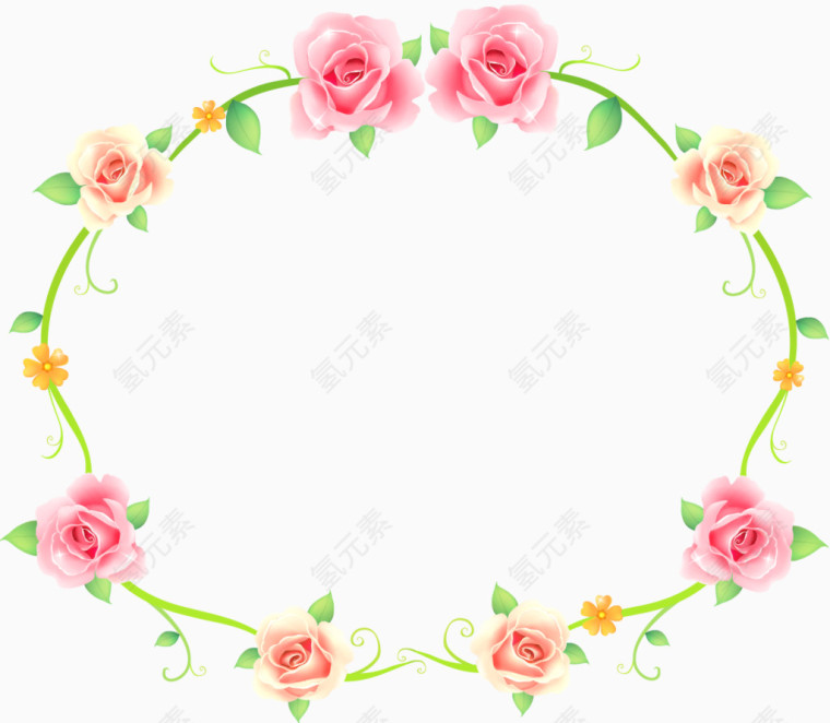 粉色玫瑰花朵边框