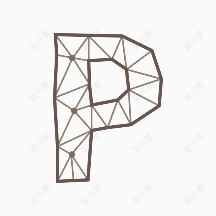 线框三角形几何字母P